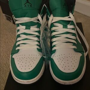 Green and White Air Sneakers